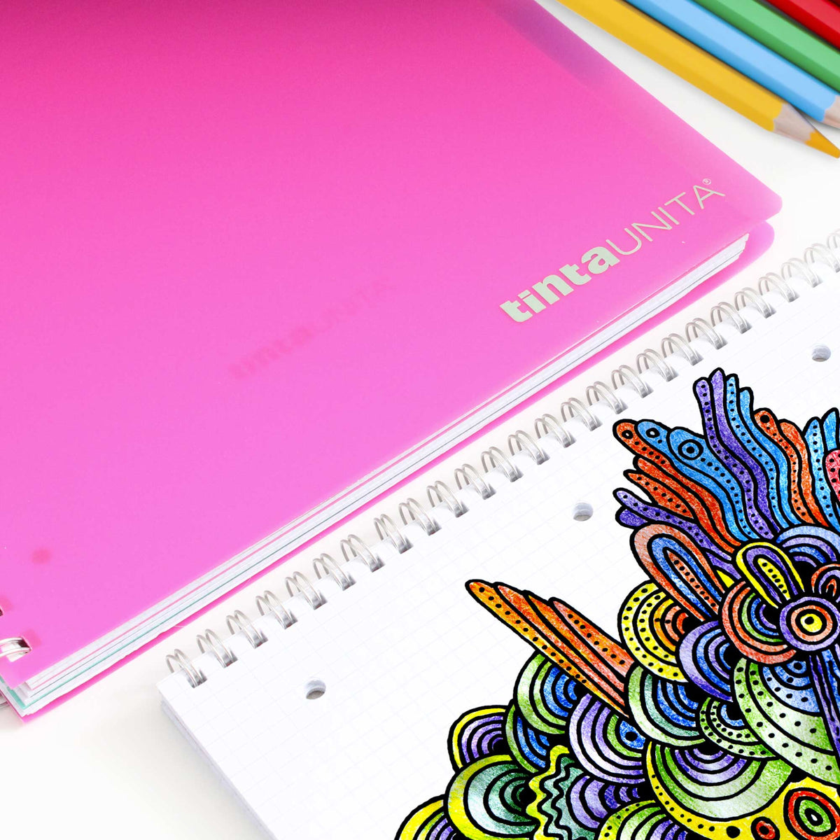 Tinta Unita Maxi quaderno A4 spiralato copertina PPL, quadretti 4 mm 80 g