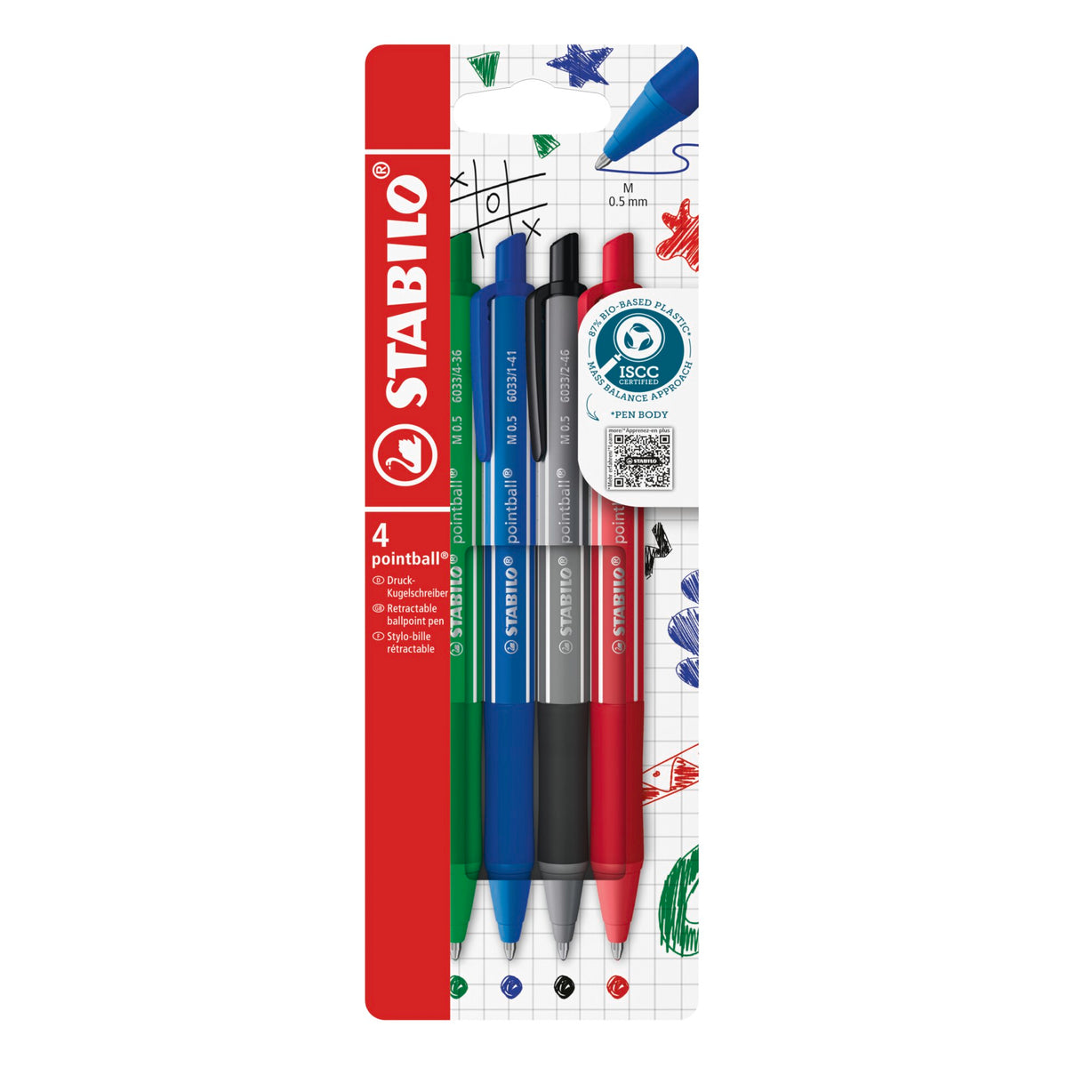 Stabilo Pointball penne a sfera a scatto confezione da 4
